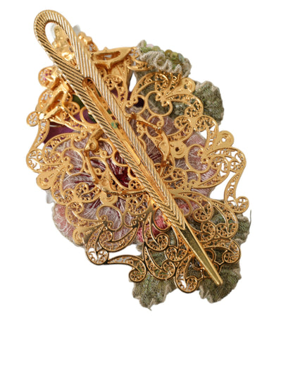 Pince à cheveux Dolce &amp; Gabbana en laiton doré et cristal à paillettes