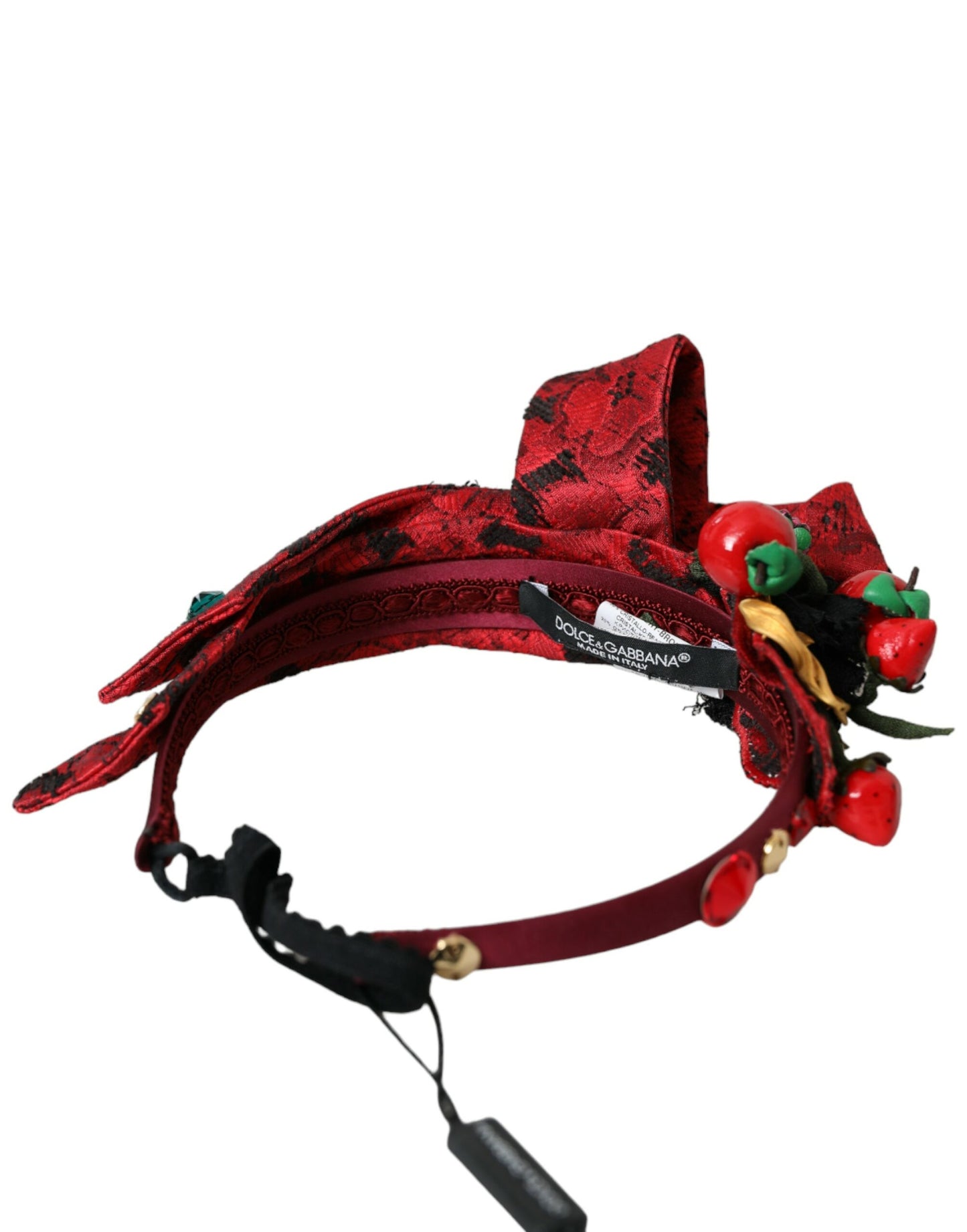 Bandeau diadème pour femme Dolce &amp; Gabbana à ornements cerises rouges de Sicile