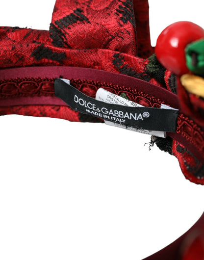 Bandeau diadème pour femme Dolce &amp; Gabbana à ornements cerises rouges de Sicile