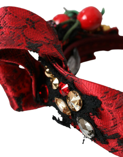 Bandeau diadème pour femme Dolce &amp; Gabbana à ornements cerises rouges de Sicile
