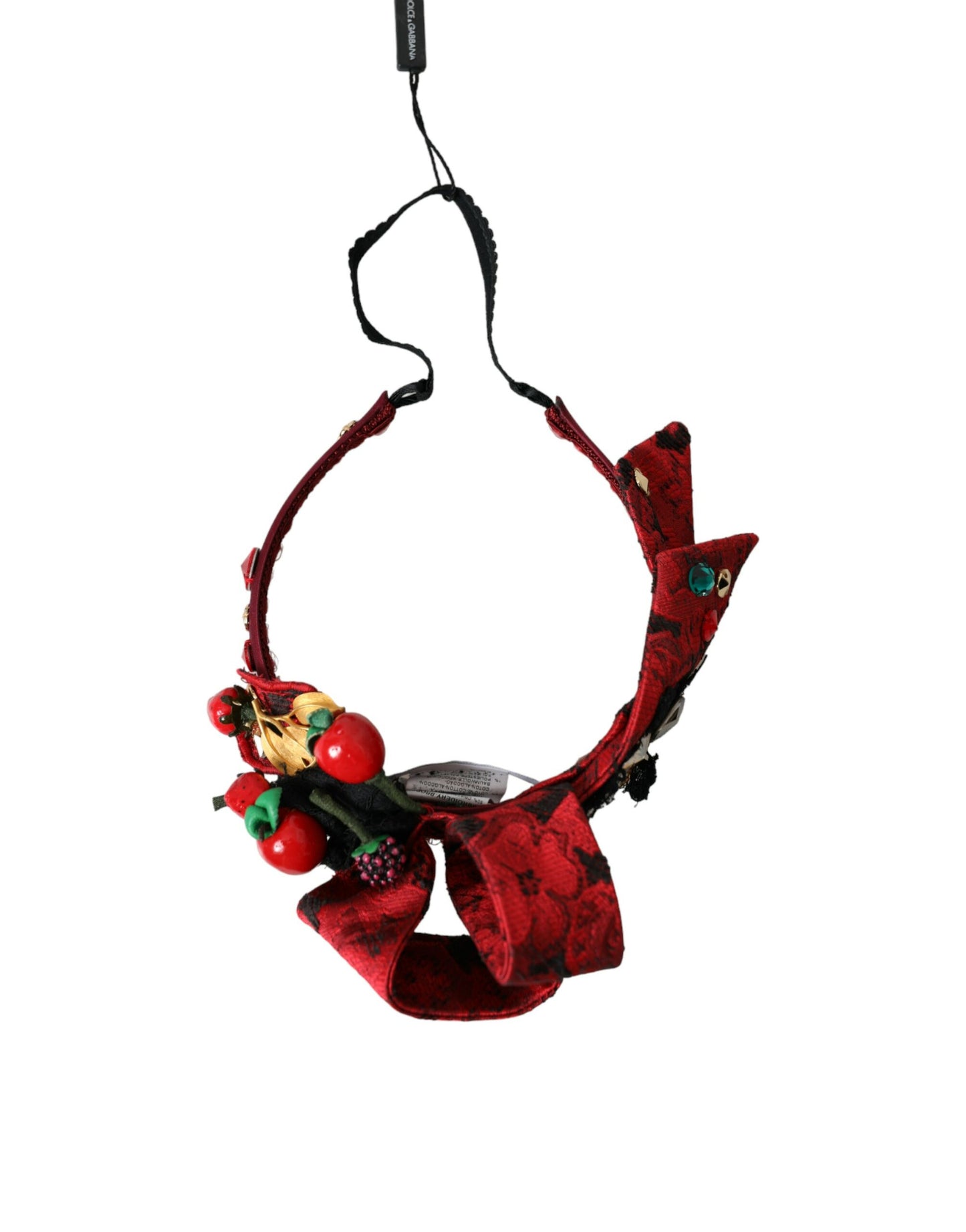 Bandeau diadème pour femme Dolce &amp; Gabbana à ornements cerises rouges de Sicile