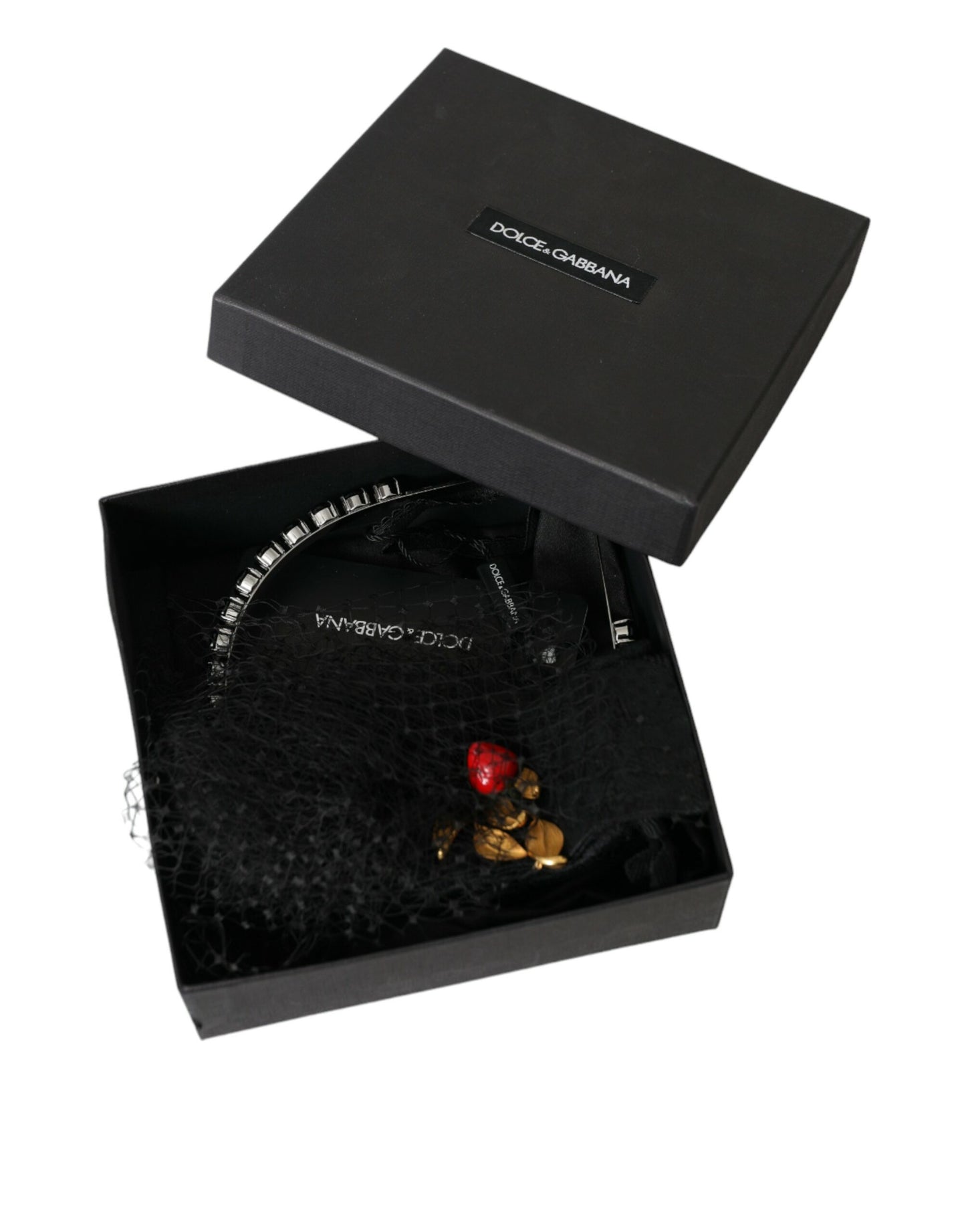Serre-tête diadème en maille de cristal de Sicile à la fraise noire Dolce &amp; Gabbana
