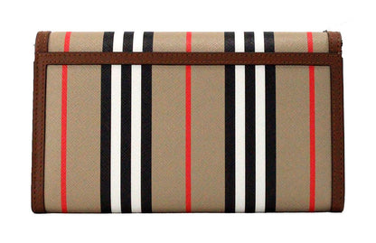 Sac à bandoulière portefeuille Burberry Hannah Icon Stripe Archive en cuir tanné végétal