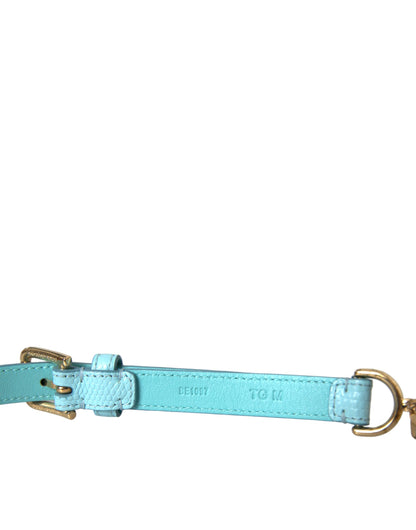 Ceinture Dolce &amp; Gabbana en cuir bleu clair avec chaîne en cristal