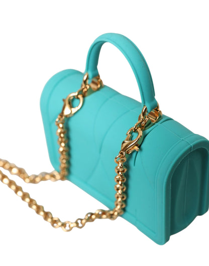 Étui pour Airpods Dolce &amp; Gabbana en silicone turquoise avec motif cœur dévotion