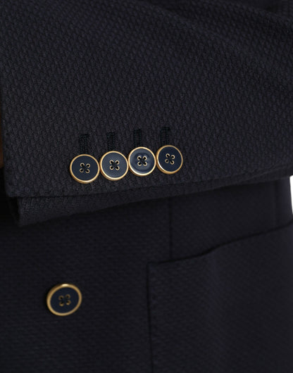Blazer croisé bleu foncé Dolce &amp; Gabbana à motif couronne et abeille