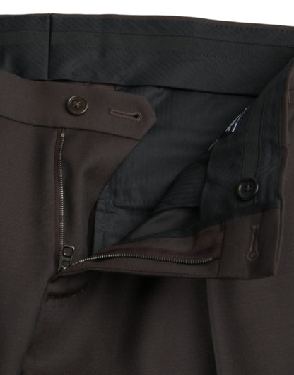 Pantalon habillé slim en laine marron foncé Dolce &amp; Gabbana