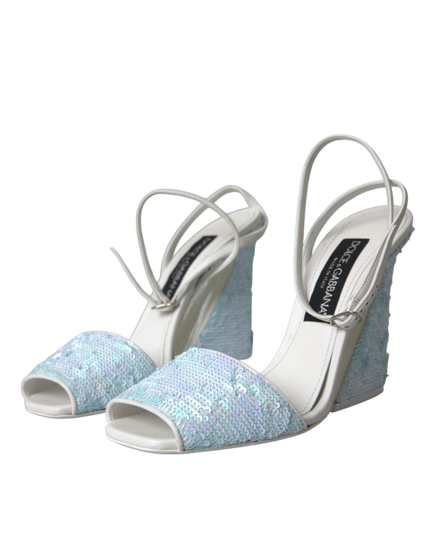 Sandales à bride cheville à sequins bleu clair Dolce &amp; Gabbana