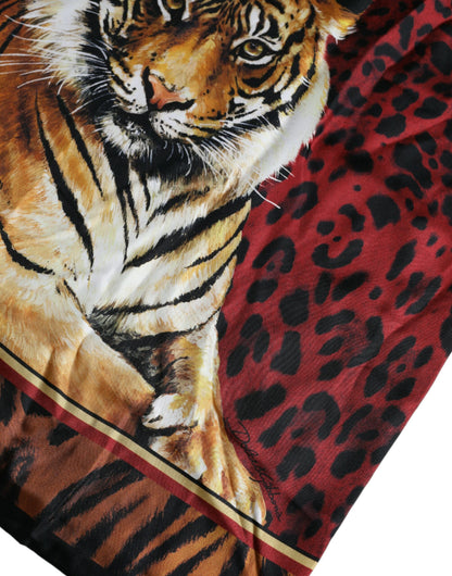 T-shirt à manches courtes en coton imprimé tigre multicolore Dolce &amp; Gabbana