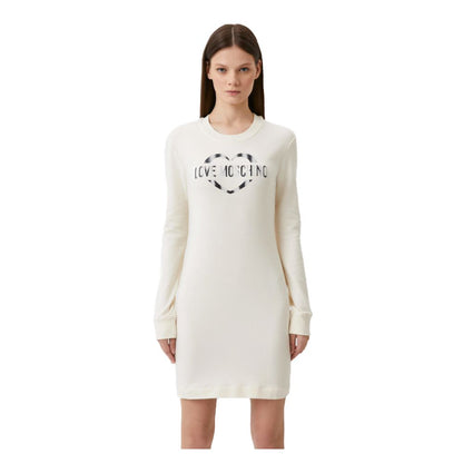 Robe chic en coton mélangé blanc Love Moschino avec logo