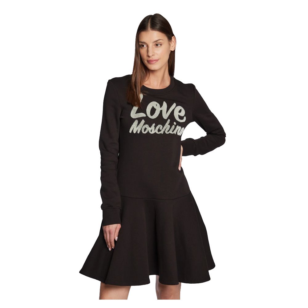Robe chic en coton mélangé avec logo en relief Love Moschino