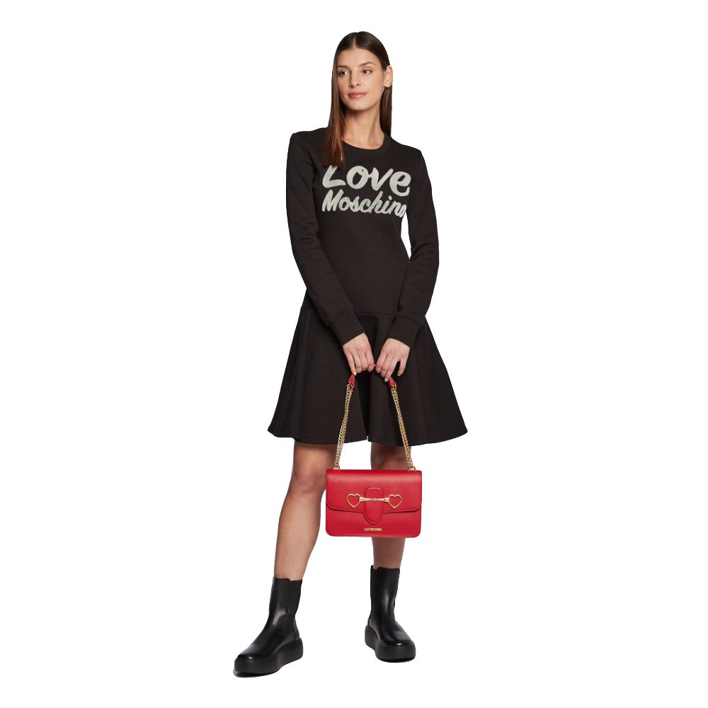 Robe chic en coton mélangé avec logo en relief Love Moschino