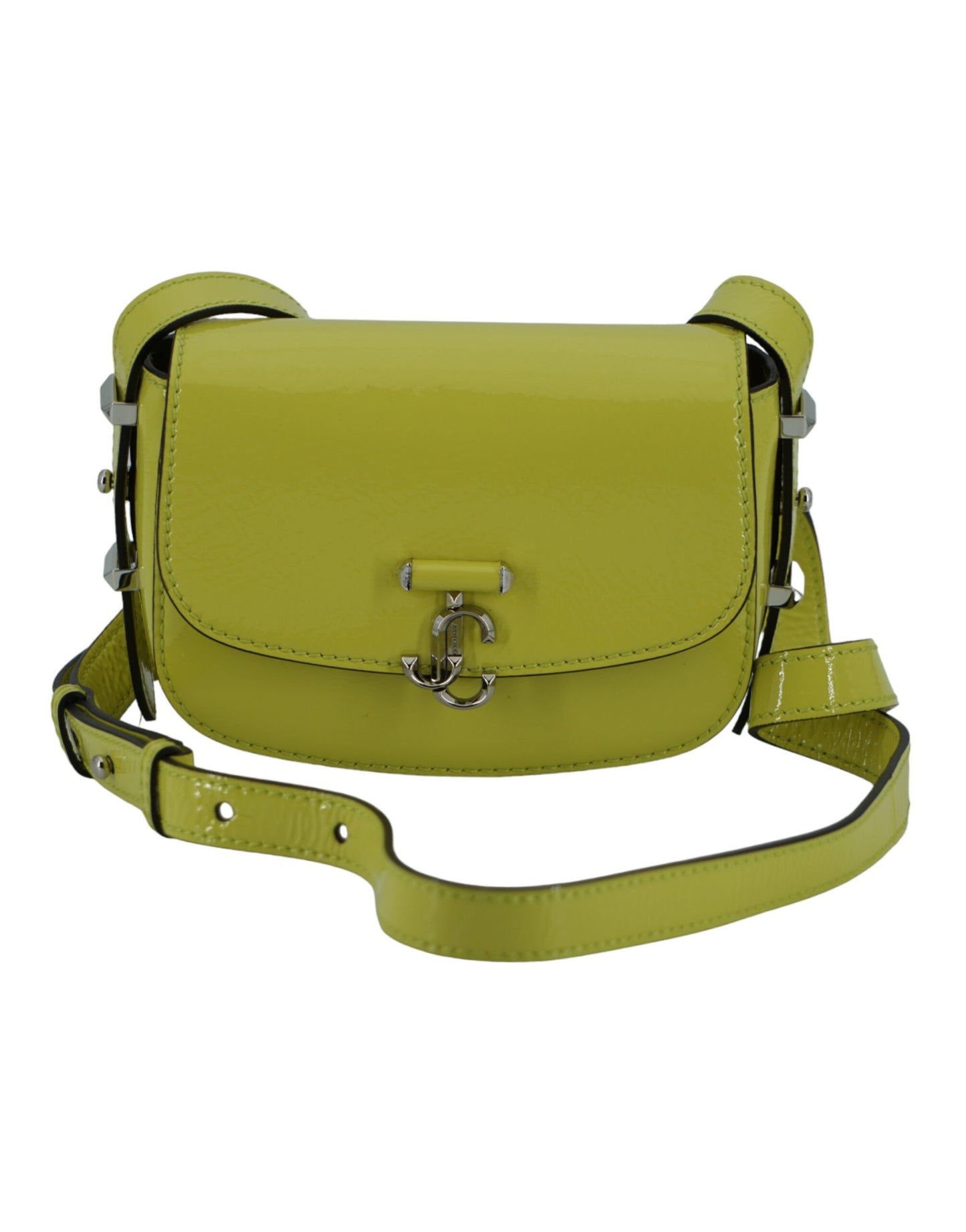 Jimmy Choo – Kleine Umhängetasche aus limettengelbem Leder