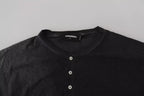 Black Cotton Linen Long Sleeves Pullover Sweater