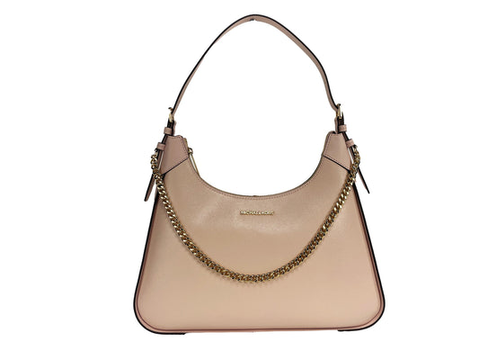 Sac à main Michael Kors Wilma en cuir lisse avec chaîne, grand modèle, blush poudre