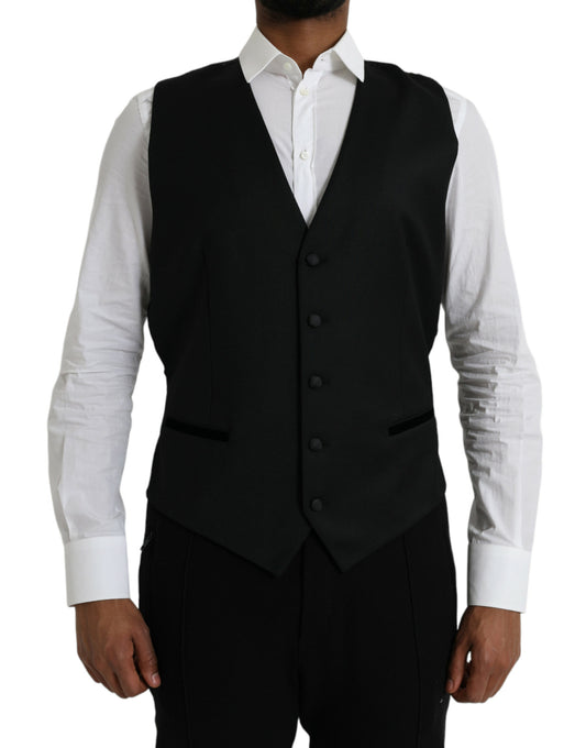 Robe gilet en soie noire Dolce &amp; Gabbana