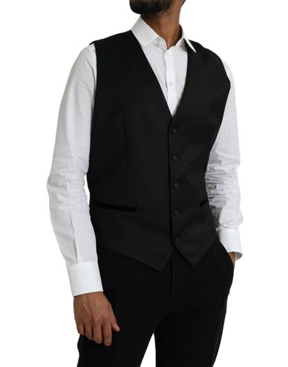 Robe gilet en soie noire Dolce &amp; Gabbana