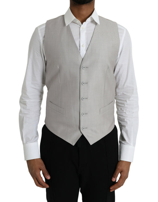 Gilet de soirée en laine gris clair Dolce &amp; Gabbana