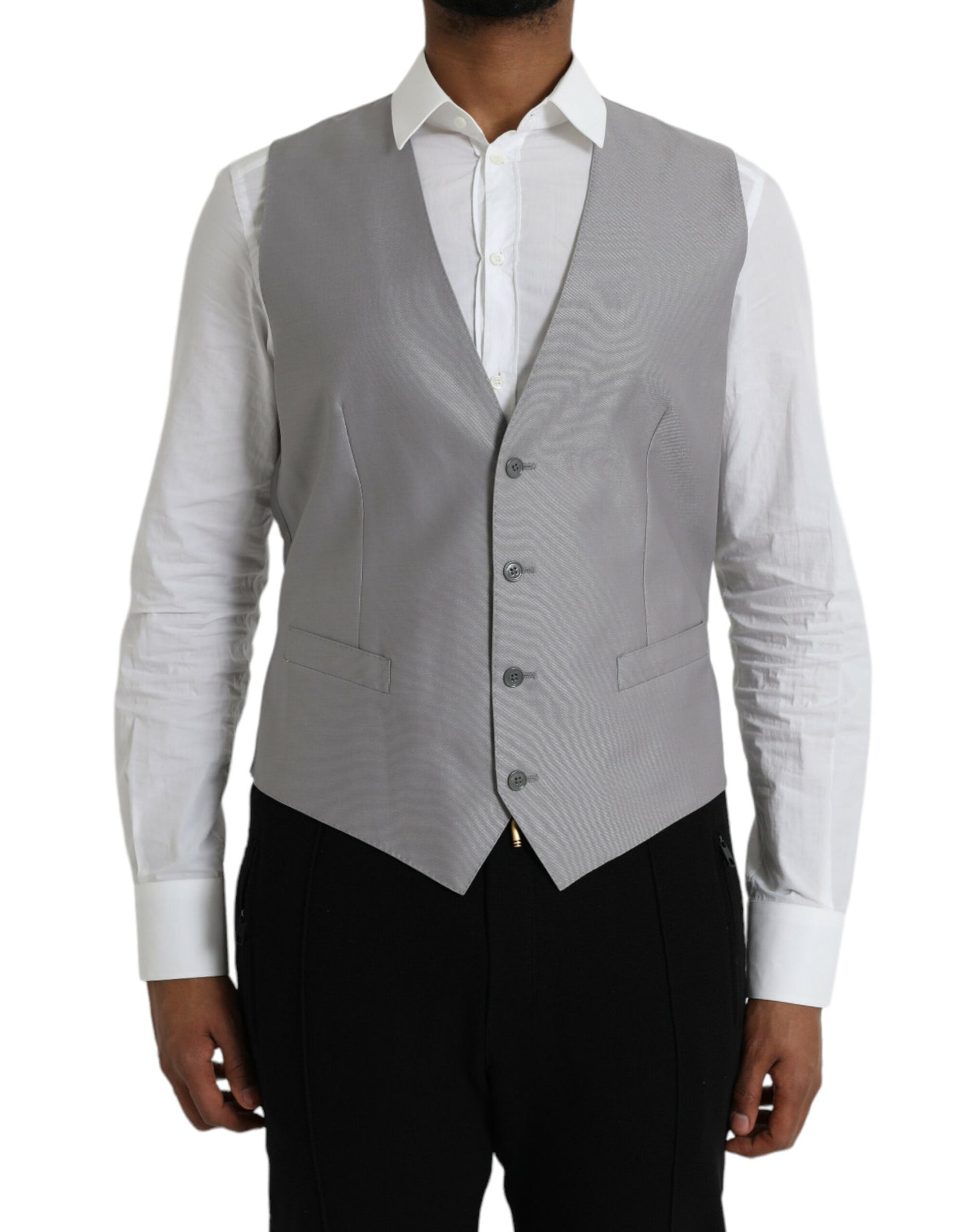 Gilet de soirée en laine gris clair Dolce &amp; Gabbana