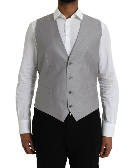 Gilet de soirée en laine gris clair Dolce &amp; Gabbana