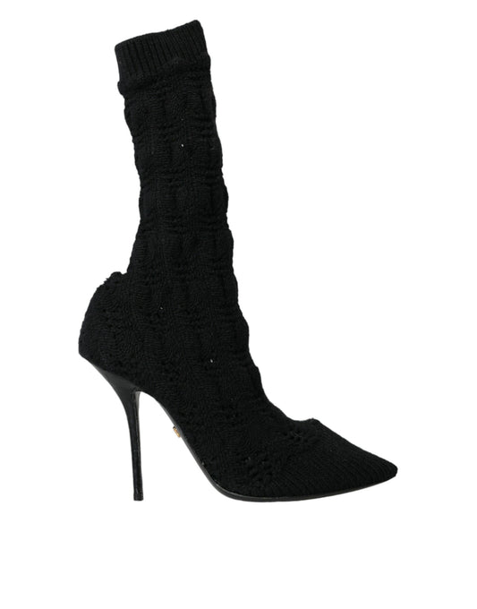 Bottes mi-mollet noires à talons aiguilles Dolce &amp; Gabbana