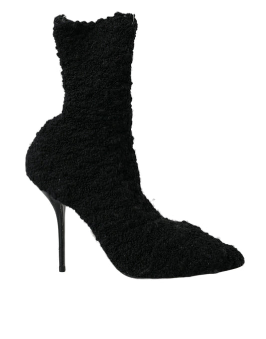 Bottes mi-mollet noires à talons aiguilles Dolce &amp; Gabbana