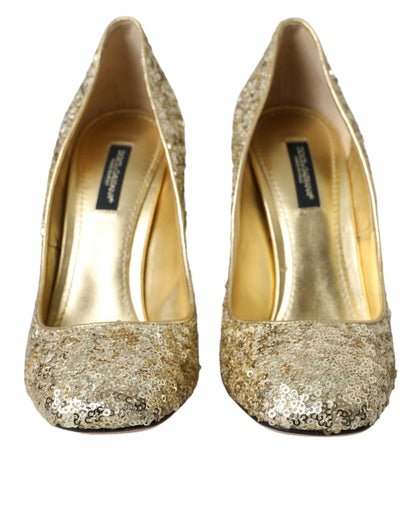 Escarpins à talons et paillettes dorées Dolce &amp; Gabbana