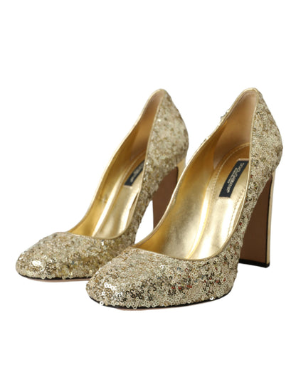 Escarpins à talons et paillettes dorées Dolce &amp; Gabbana