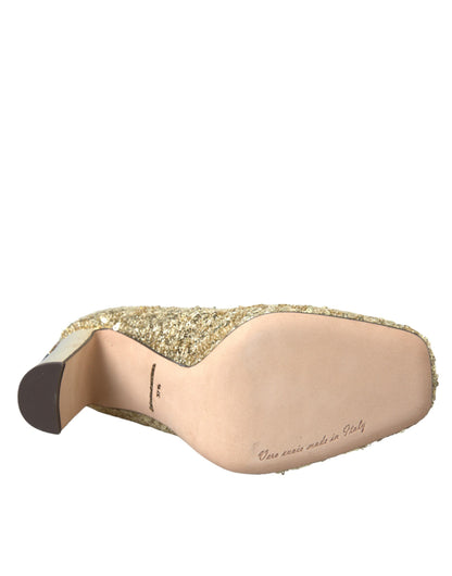 Escarpins à talons et paillettes dorées Dolce &amp; Gabbana