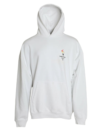 Balenciaga – Weißer Kapuzenpullover aus Baumwolle mit Logo