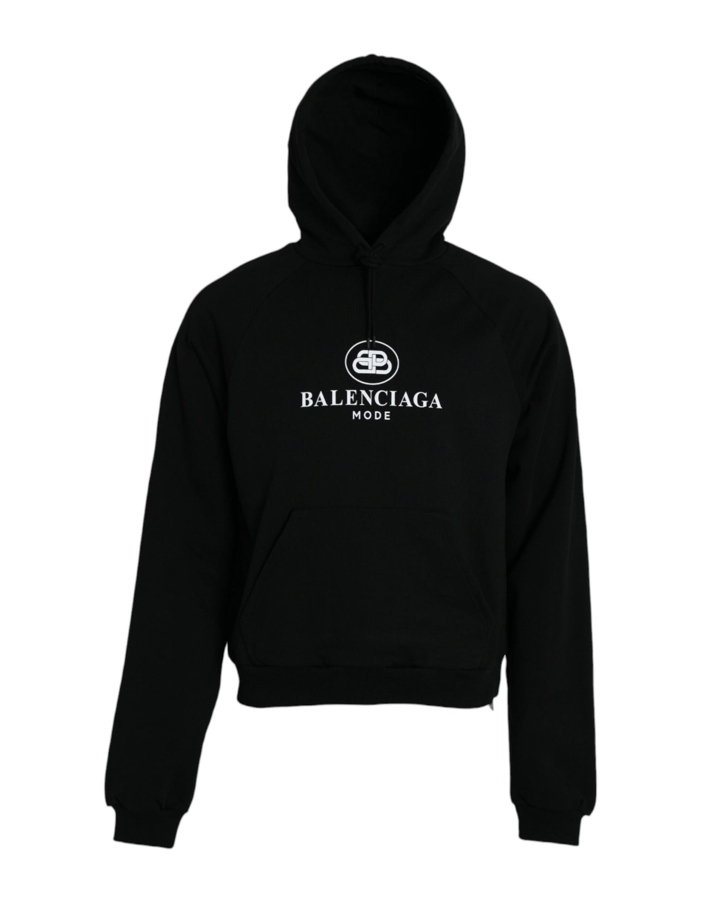 Pull-over à capuche en coton noir avec logo Balenciaga