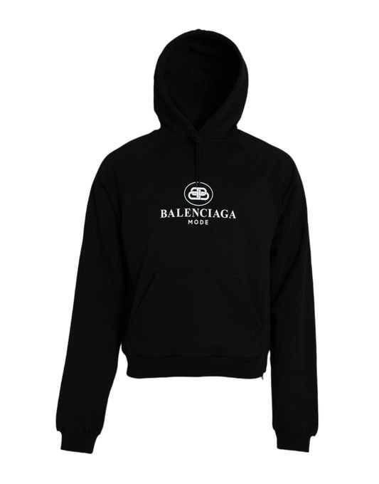 Balenciaga – Schwarzer Kapuzenpullover aus Baumwolle mit Logo