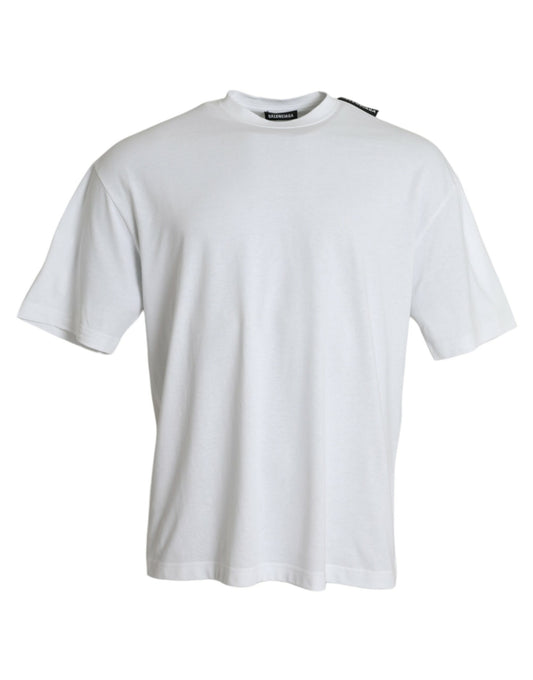 Balenciaga – T-Shirt aus Baumwolljersey mit Rundhalsausschnitt in Off-White