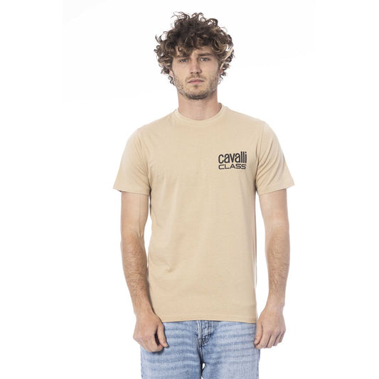 Cavalli Class Beiges Herren-T-Shirt aus Baumwolle