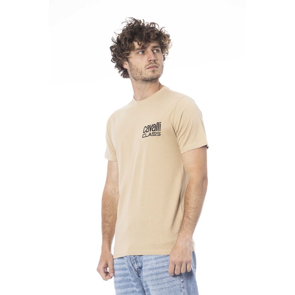 Cavalli Class Beiges Herren-T-Shirt aus Baumwolle
