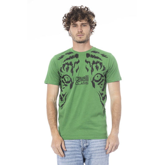 Cavalli Class Grünes Herren-T-Shirt aus Baumwolle