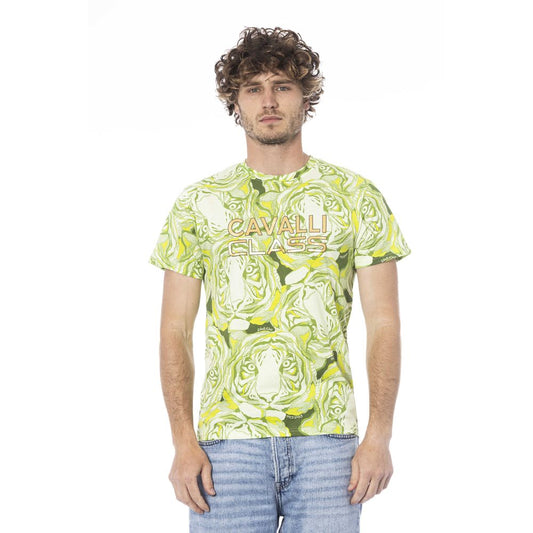 Cavalli Class Grünes Herren-T-Shirt aus Baumwolle