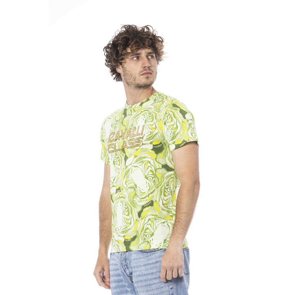 Cavalli Class Grünes Herren-T-Shirt aus Baumwolle