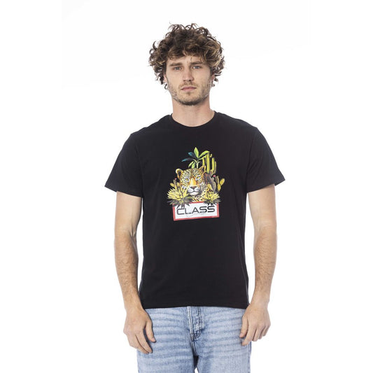 Cavalli Class Schwarzes Herren-T-Shirt aus Baumwolle