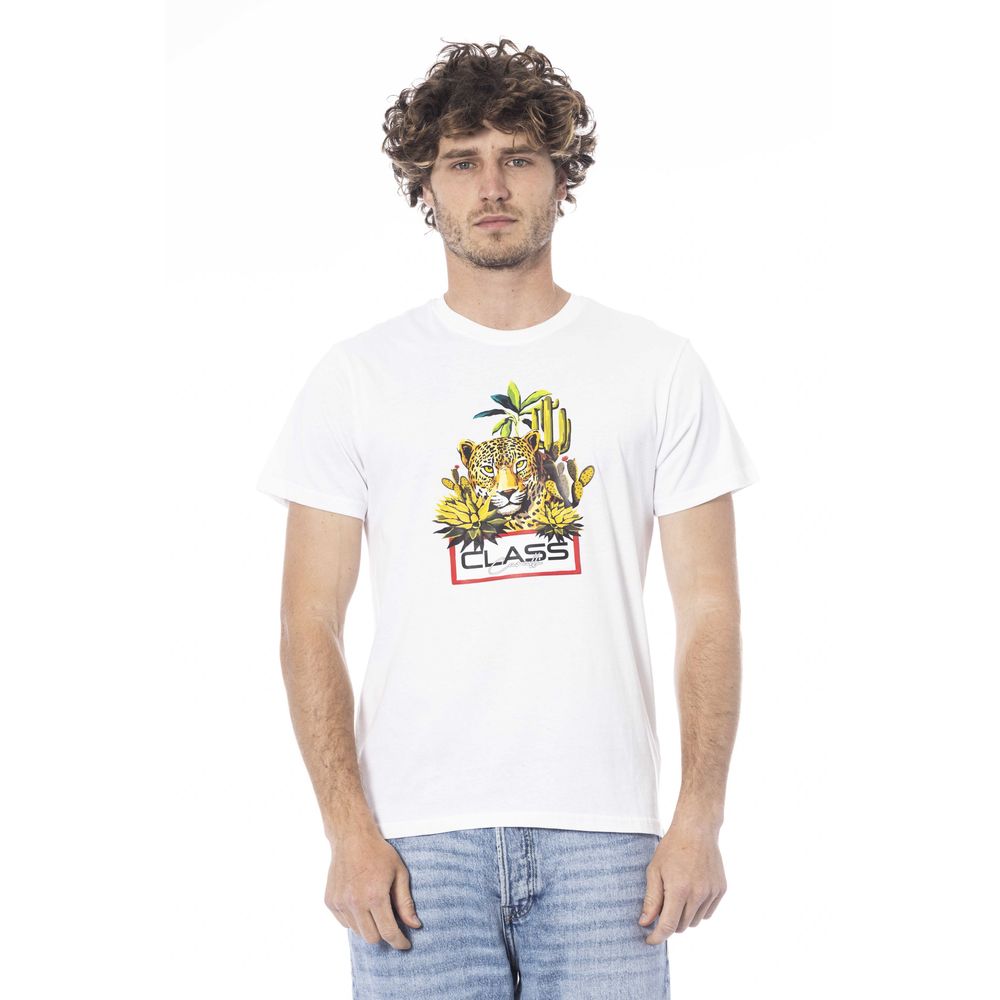 Cavalli Class Weißes Herren-T-Shirt aus Baumwolle