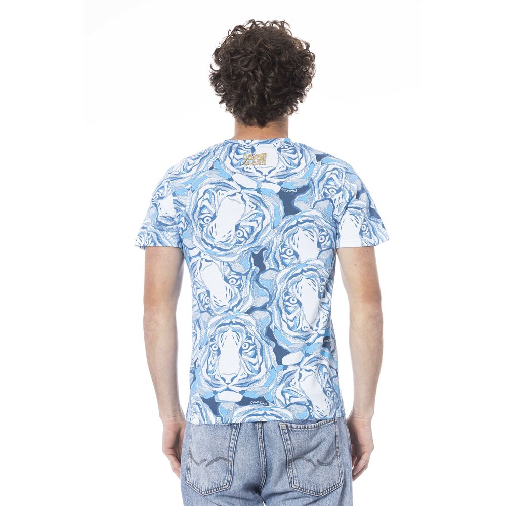 Cavalli Class Hellblaues Herren-T-Shirt aus Baumwolle