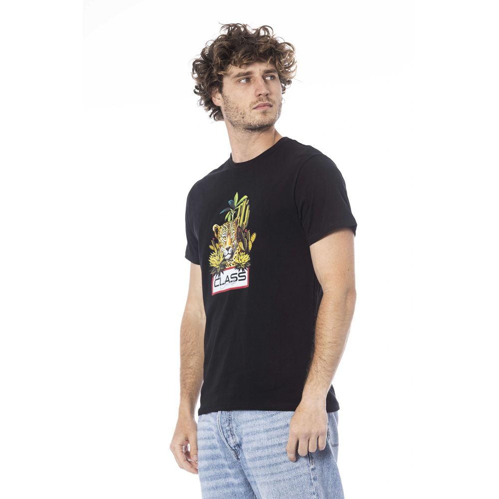 Cavalli Class Schwarzes Herren-T-Shirt aus Baumwolle