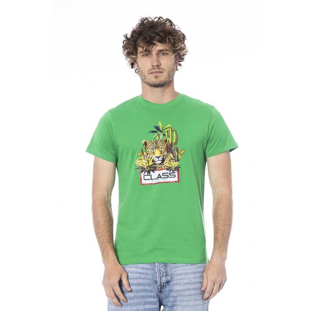 Cavalli Class Grünes Herren-T-Shirt aus Baumwolle