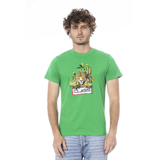Cavalli Class Grünes Herren-T-Shirt aus Baumwolle