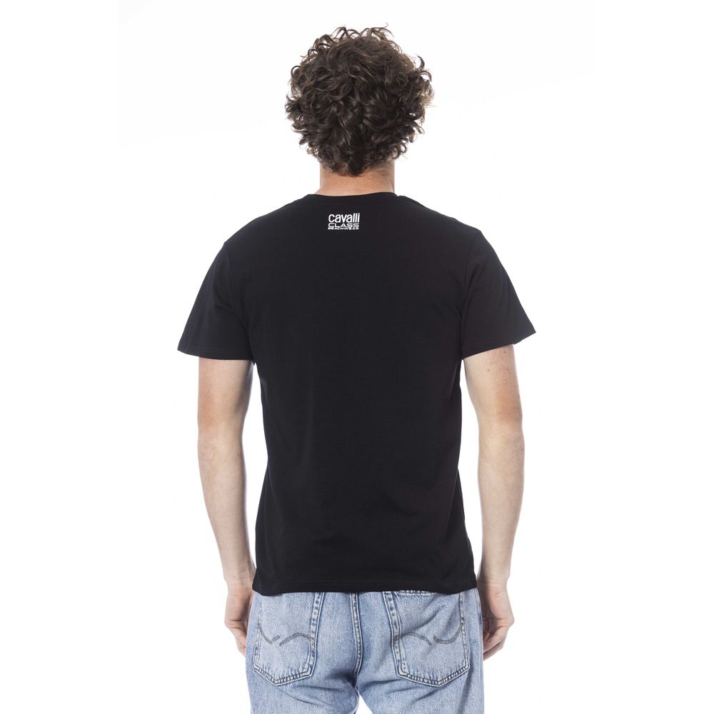Cavalli Class Schwarzes Herren-T-Shirt aus Baumwolle