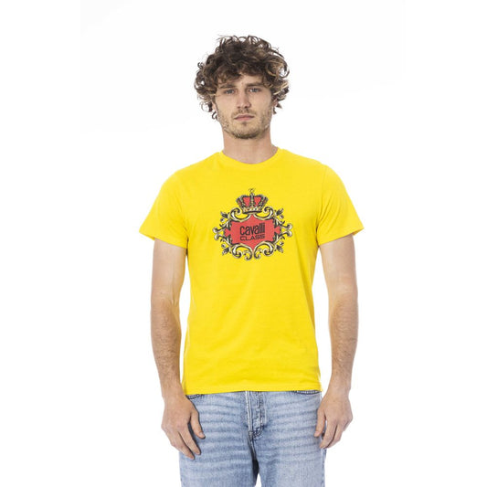 Cavalli Class Gelbes Herren-T-Shirt aus Baumwolle
