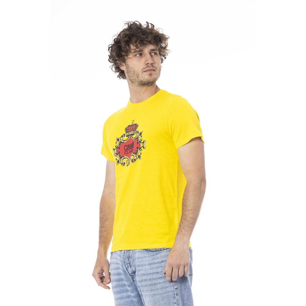 Cavalli Class Gelbes Herren-T-Shirt aus Baumwolle