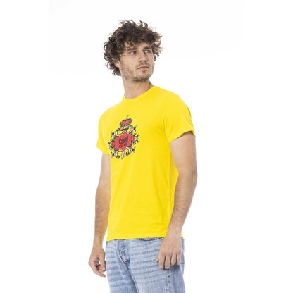 Cavalli Class Gelbes Herren-T-Shirt aus Baumwolle