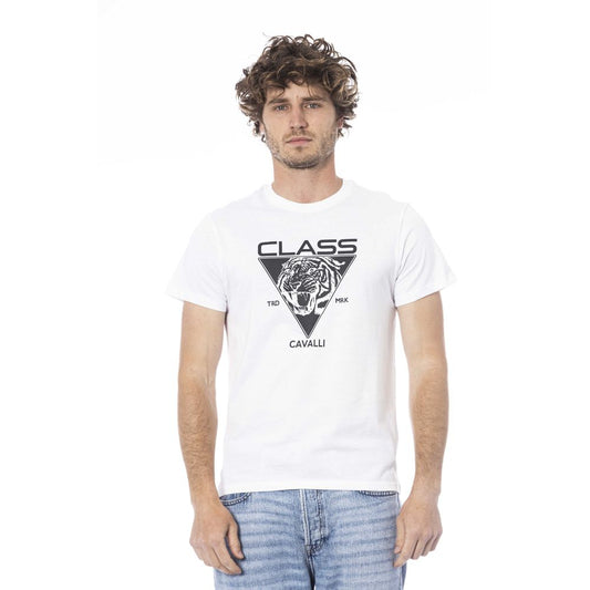 Cavalli Class Weißes Herren-T-Shirt aus Baumwolle
