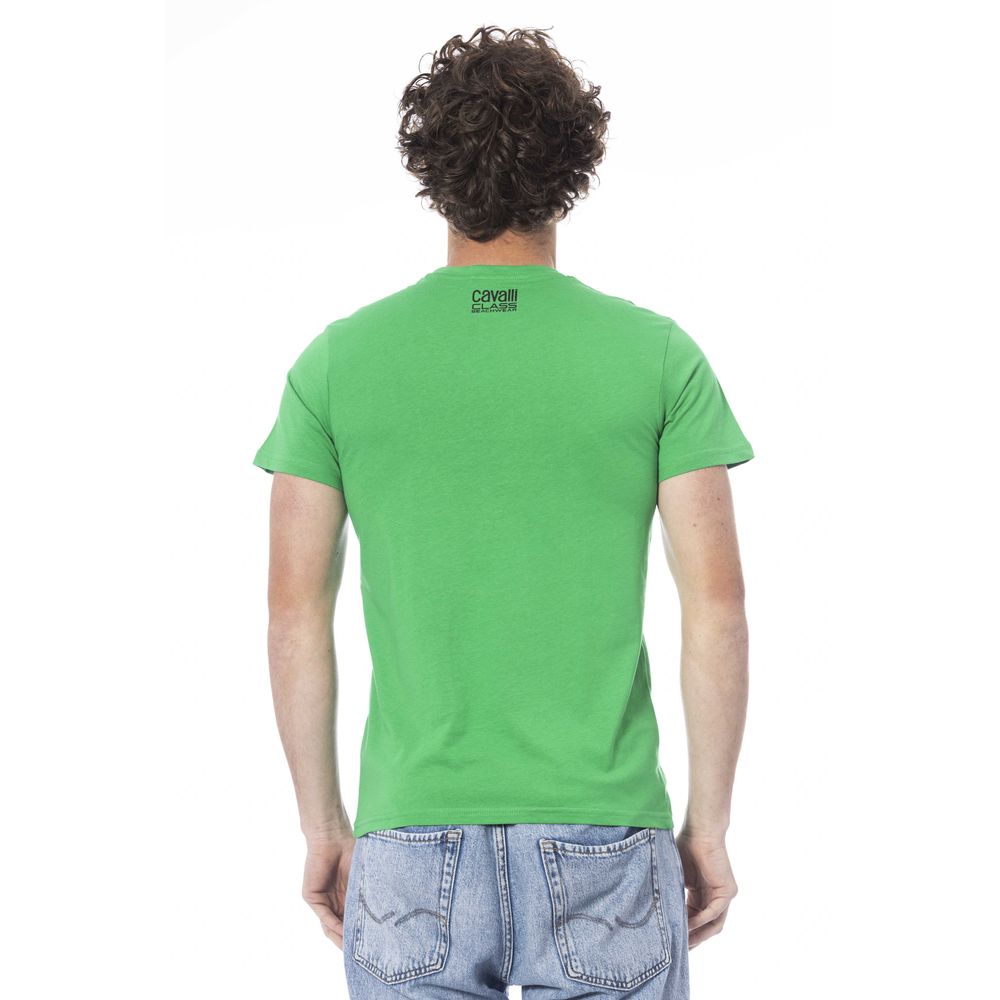 Cavalli Class Grünes Herren-T-Shirt aus Baumwolle